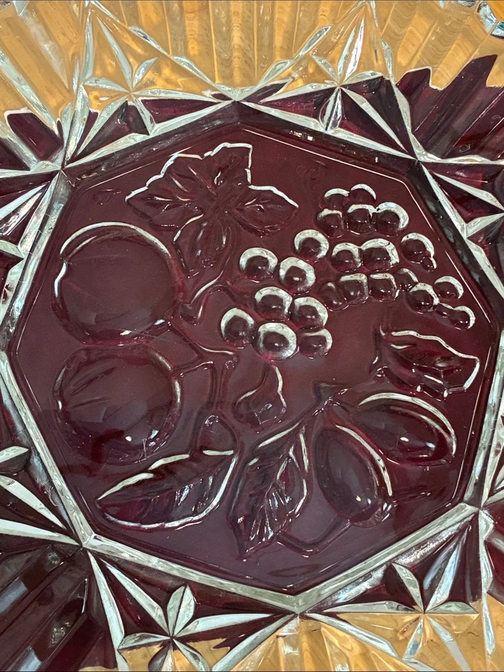 Federal Glass Fruit Motif Serving Dish - Clear